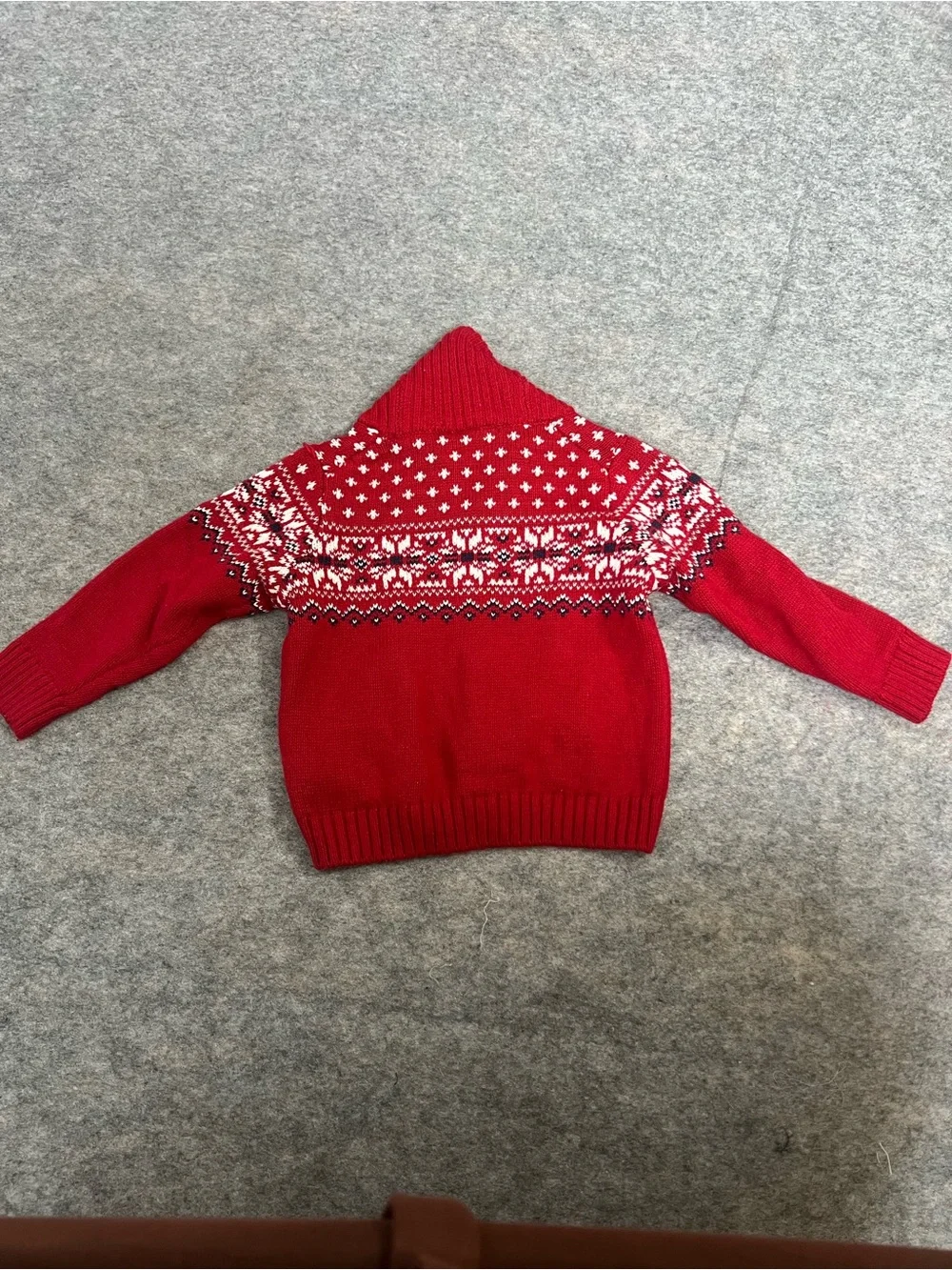 Janie and Jack Baby Boy 18-24 months Red Nordic Button-Up Cardigan Sweater
